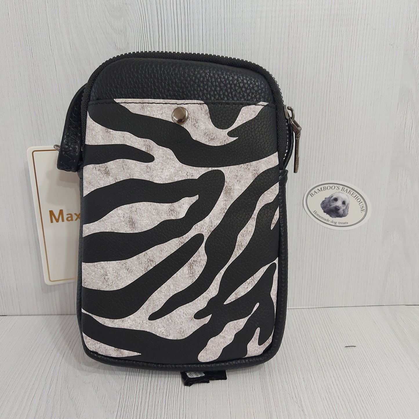 Zebra print faux leather cross body bag