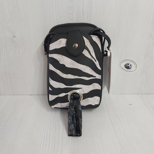 Zebra print faux leather cross body bag