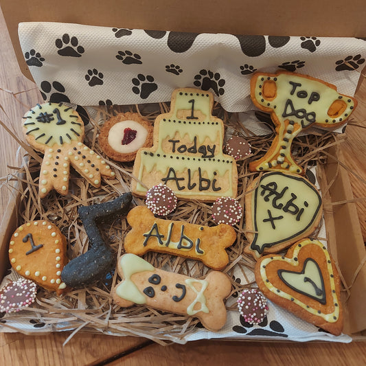 Personalised biscuit box ( these are examples )